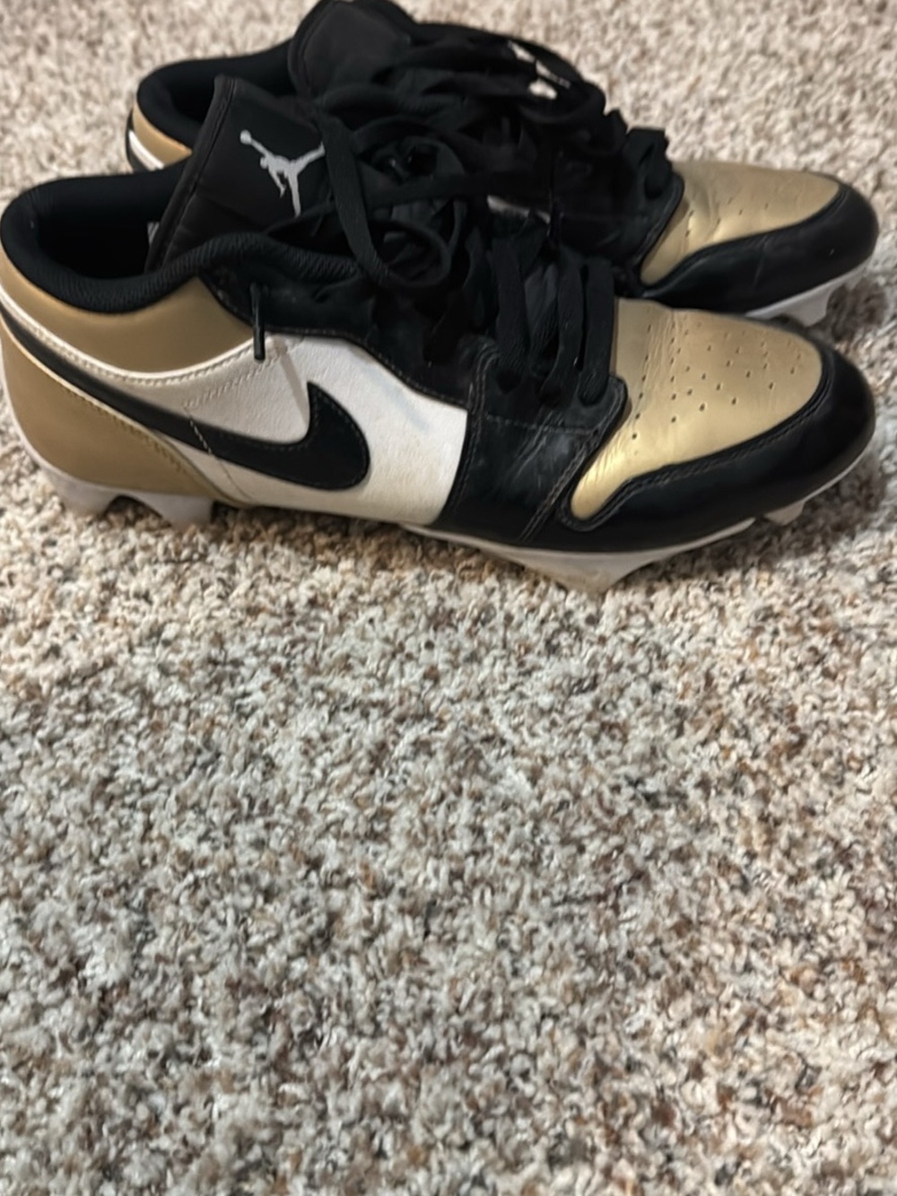 Nike Jordan Low Football Cleats in Black, Gold & White